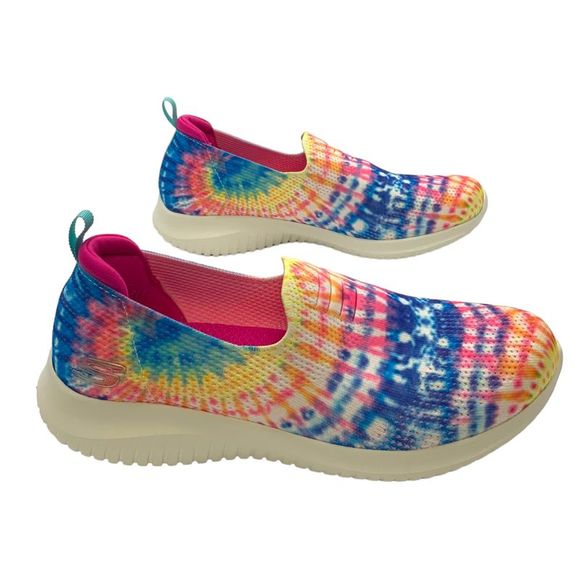 Skechers Ultra-Flex-Harmonious Slip-On Sneaker Rainbow Tie-Dye US Women's 10 - Picture 3 of 8